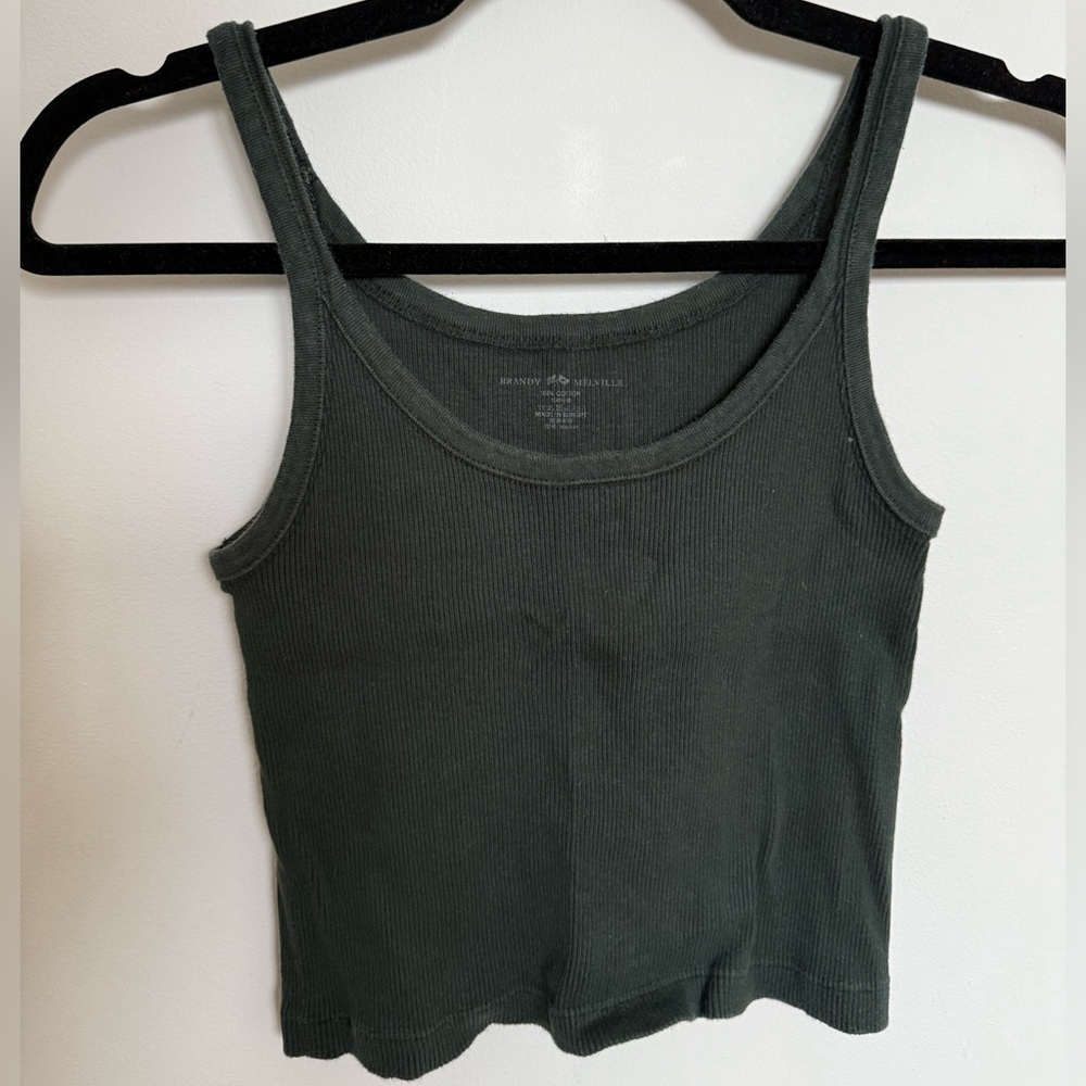Brandy Melville Ribbed Scoop Tank - Dark Green